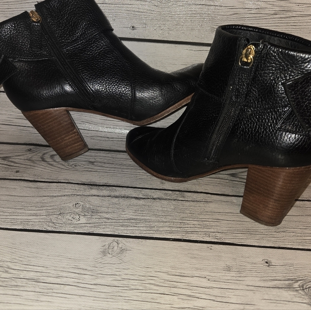 Kate Spade New York Black Leather Ankle Boots Block Heel Zip Women’s 9m - Picture 4 of 13